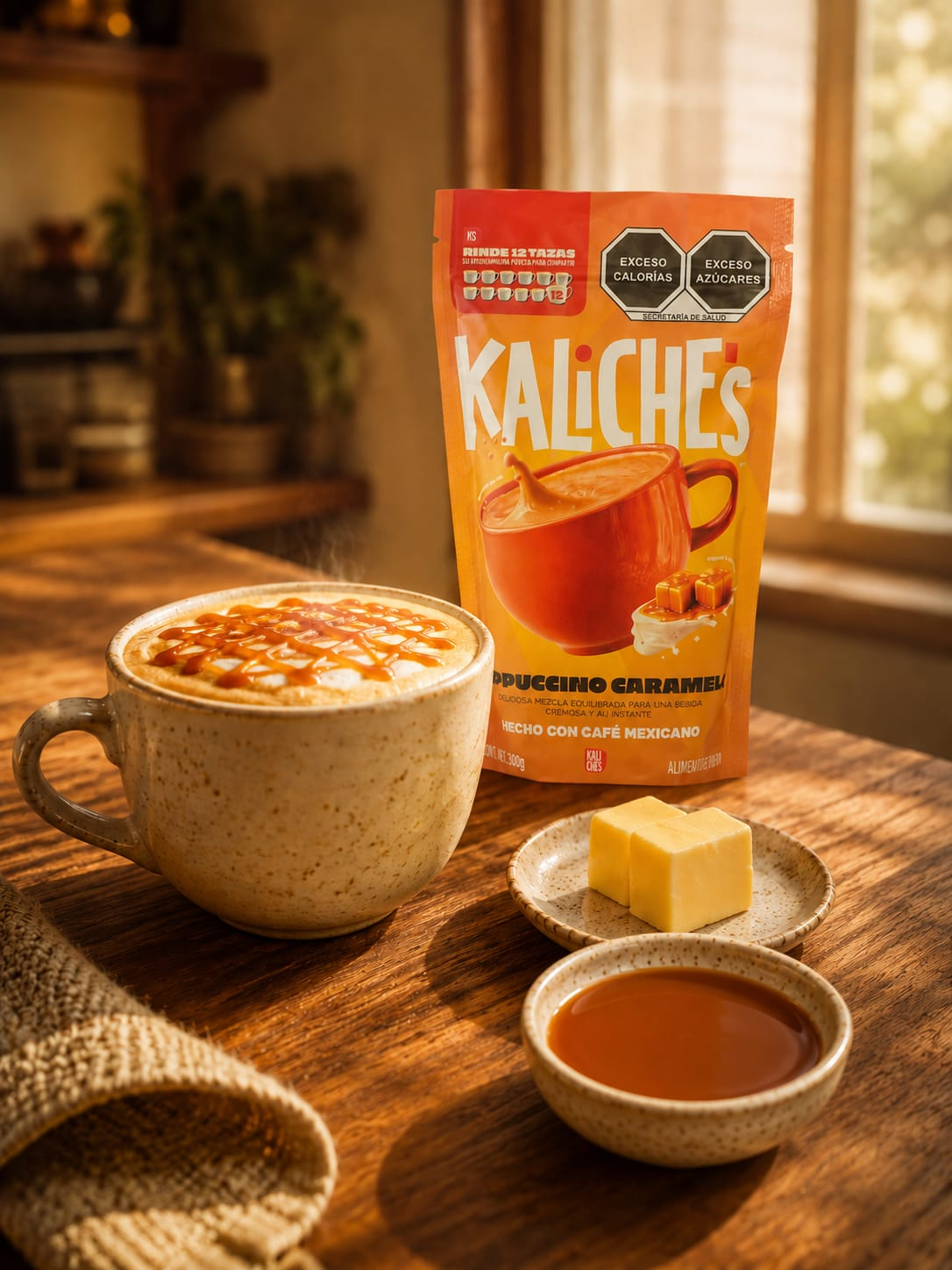 Cappuccino Caramelo Kaliche's — composición editorial de marca