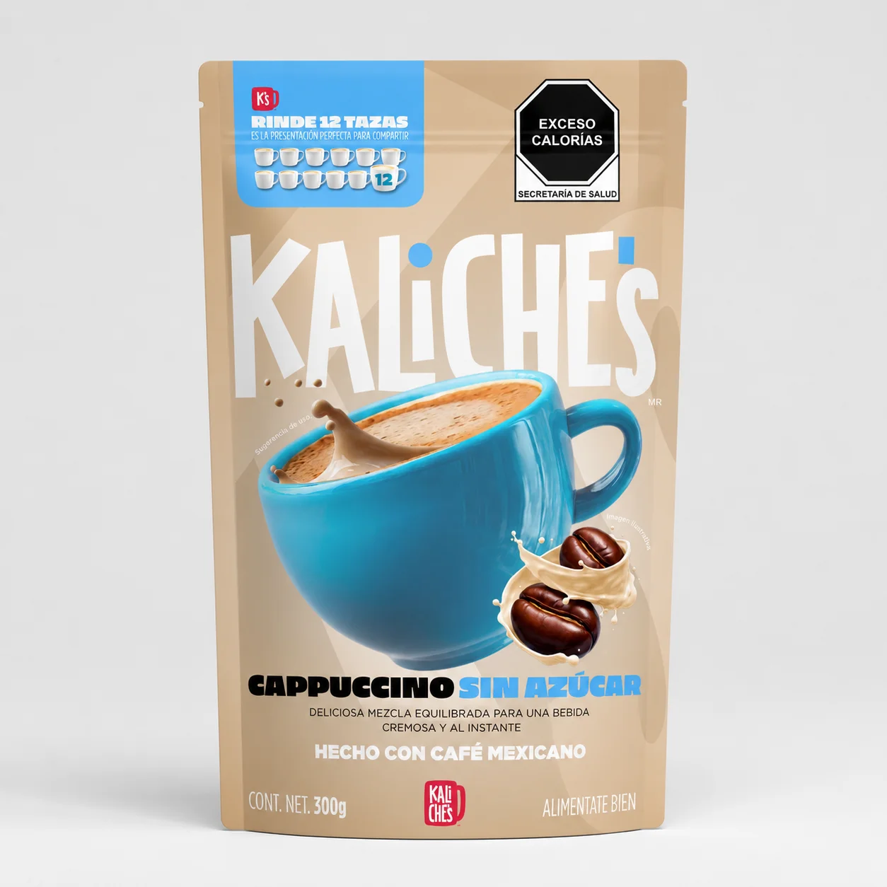 Empaque de Cappuccino Sin Azúcar Kaliche's 300g